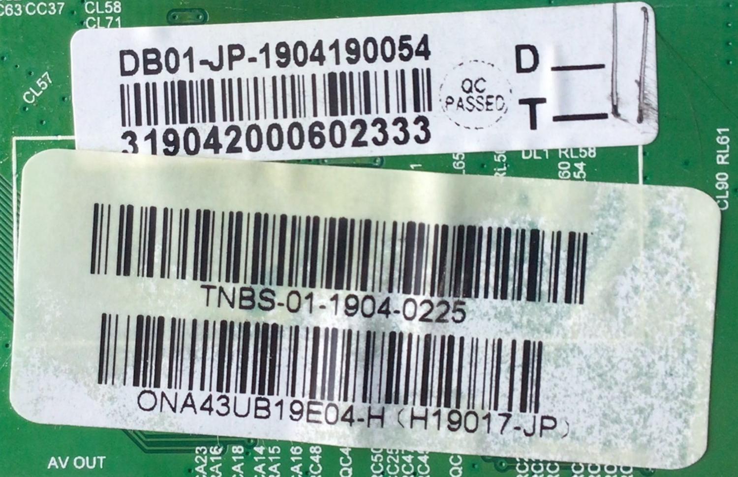 KIT DE TARJETAS PARA TV ON  / MAIN FUENTE LDD.M3458.A138 / DB01-JP-1904190054  / 319042000602333 / 1105601194Q / T-CON N4TA430UHDVN03.0_A0 / T430QVN03.0 / 900015730 / DISPLAY T430QVN03.0 / MODELO  - Imagen 4